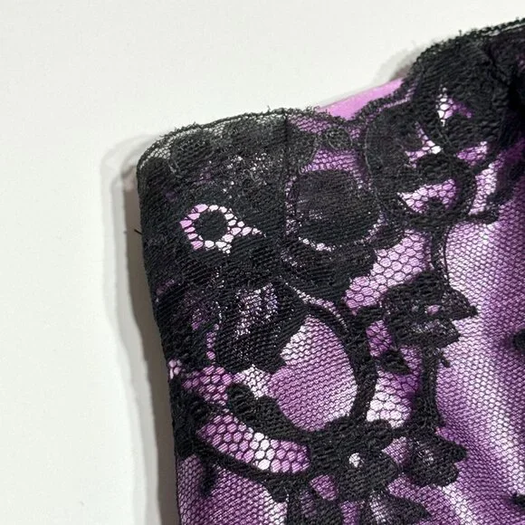 Vtg Y2K Gunne Sax Strapless Dress Bubble Hem Purple Bow Lace Prom Party Lavender - Picture 13 of 15